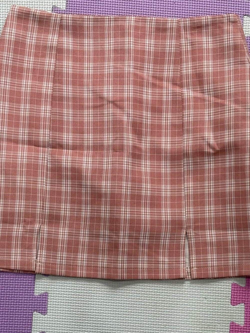 ROMWE Pink Plaid Mini Skirt